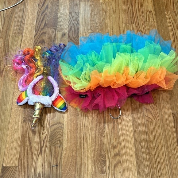 Unicorn container bundle light up tutu neon rainbow & rainbow ponytail headband - Picture 2 of 9